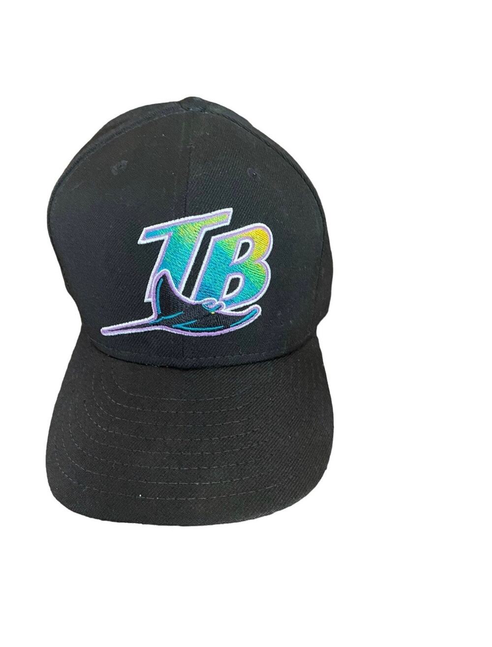 VTG Tampa Bay Devil Rays New Era 59/50 Pro USA Made Wool 7 5/8 Fitted Hat